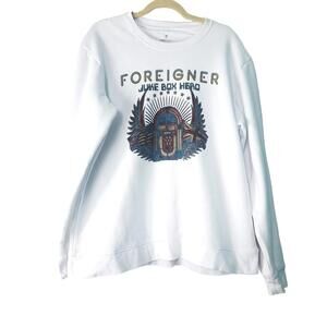 Wrangler Foreigner Pullover Sweatshirt XL 60% Cotton White Long Sleeve Pre-Owned